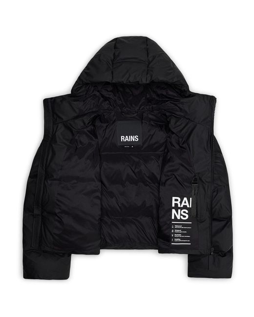 Rains Black Alta Water-Resistant Quilted Short Puffer Jacket