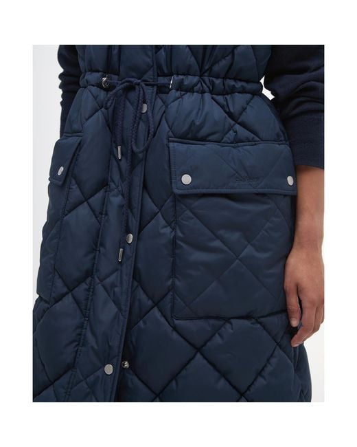 Barbour Blue Rita Longline Diamond Quilted Gilet