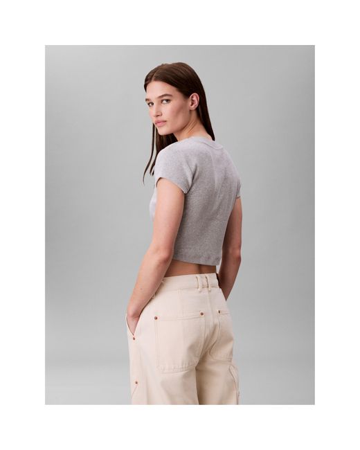 Calvin Klein Gray Ckj Mono Baby T Crop Top