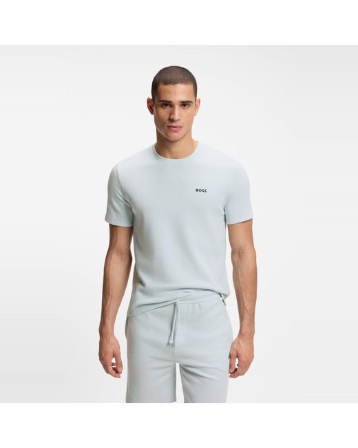 Boss Blue Bodywear Waffle T-Shirt With Structured Design for men