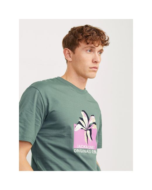 Jack & Jones Green And Regular Fit Crew Neck T-Shirt for men
