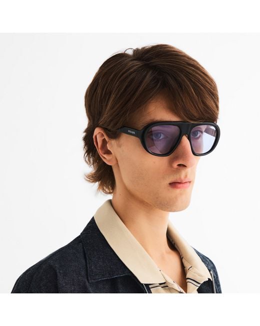 Prada Black 0Pr C05S Aviator Sunglasses for men