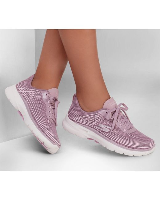 Skechers Purple Athletic Mesh Lace Up W Haptic Prin Slip On Trainers