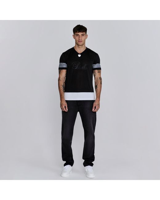 Siksilk Black Slim Fit Sports T-Shirt for men