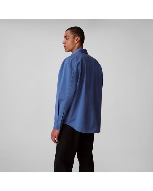 Calvin Klein Blue Relaxed Chambray Cotton Long Sleeve Oversized Fit Overshirt for men