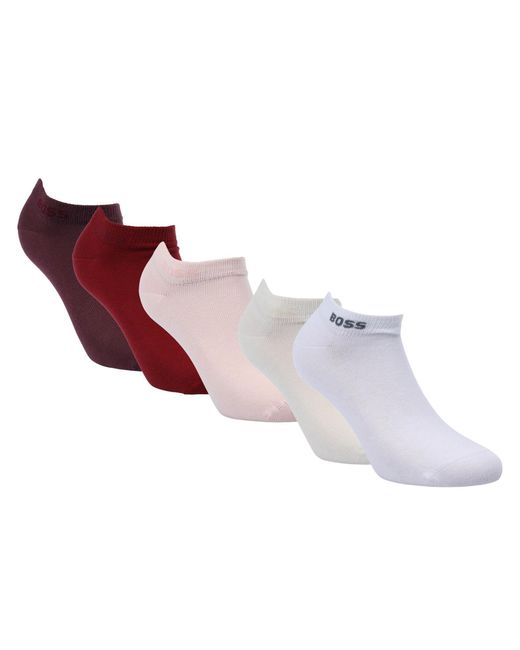 Boss Purple 5 Pack Of Ankle Socks With Logo Details