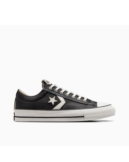 Converse Black Adults Star Player 76 Fall Leather Low-Top Trainers