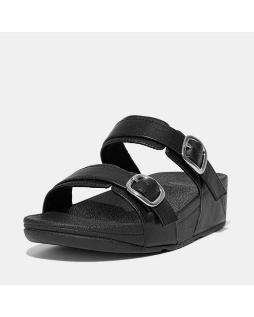 Fitflop Black Lulu Adjustable Leather Slides