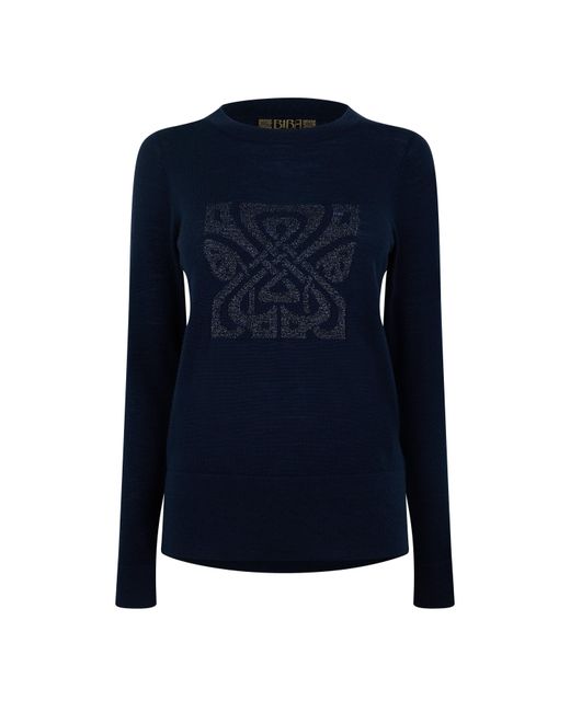 Biba Blue Merino Logo Jumper