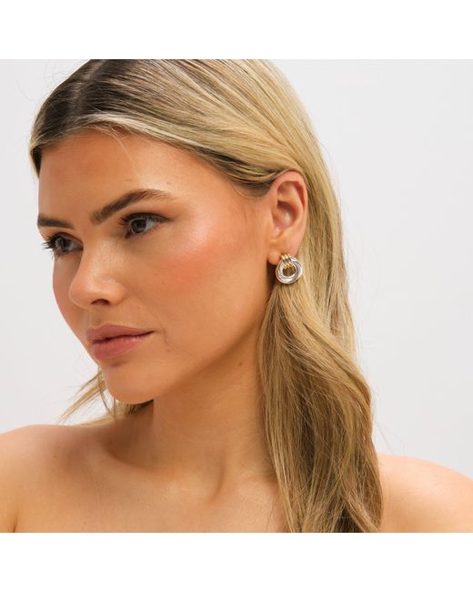 Jon Richard Metallic Rhodium Plated Pave And Fresh Water Halo Earrings