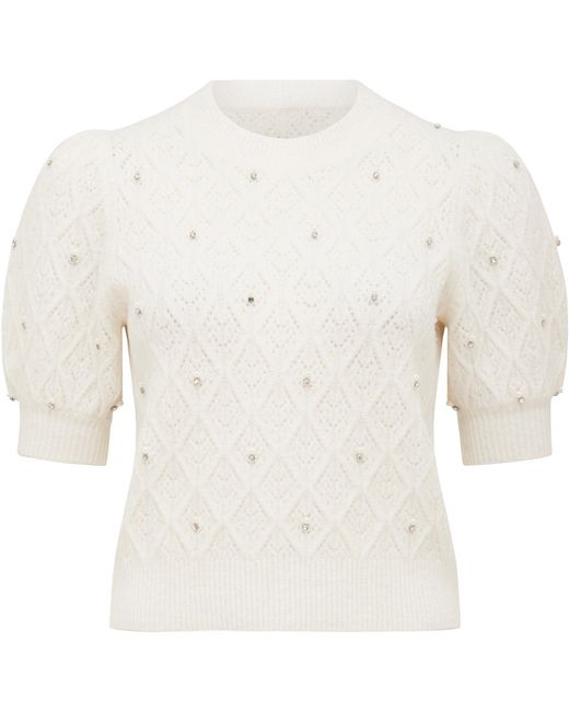 Forever New Blue Sierra Embellished Sleeve Knit Tee