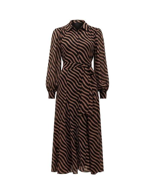 Forever New Brown Fiona Godet Shirt Midi Dress