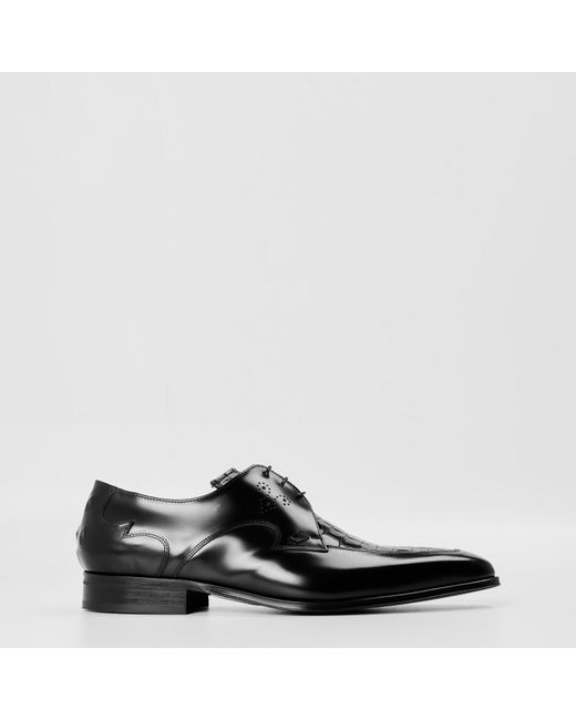 Jeffery West Black Sopano Croc Derby Shoes for men