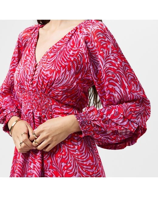 French Connection Red Calista Midi A-Line Dress