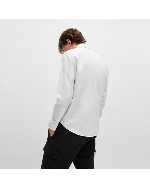 HUGO White Evito Long Sleeve Shirt for men