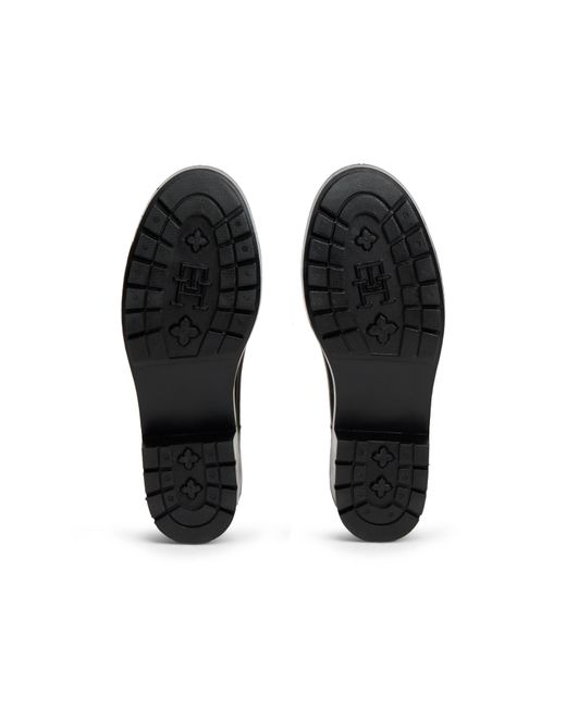 Tommy Hilfiger Black Shiny Buckle Cleat Rain Boots