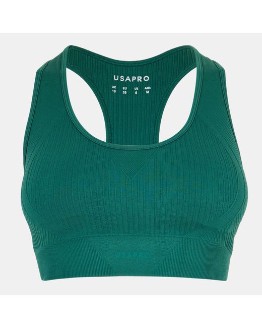 Usa Pro Green Up Seamless Crop Sports Bra