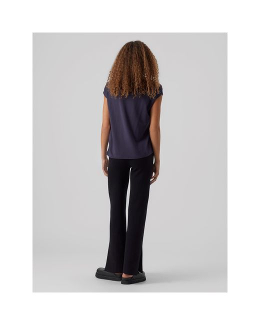 Vero Moda Blue Ava Plain Short Sleeve T-Shirt