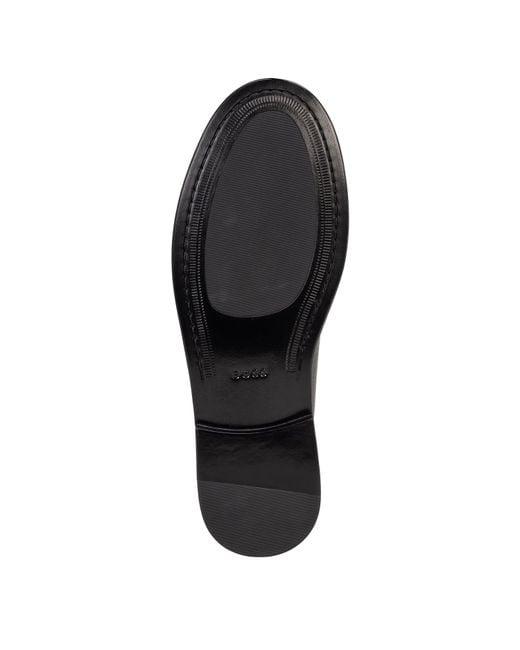 Boss Black Leather Slip-On Loafers With Emed Logo (Tevan) for men