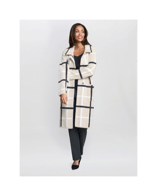 Gina Bacconi Natural Winslet Checked Overcoat