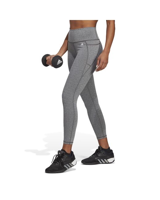 Adidas Gray High Wasited Logo 7/8 Tights