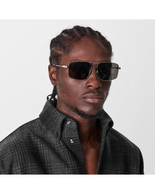 Balenciaga Black Rectangle Sunglasses Bb0418Sk-002 for men