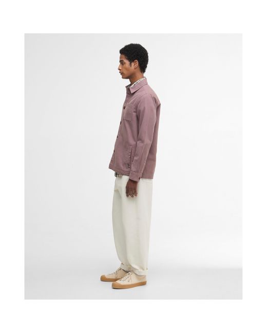 Barbour Purple Washed Cotton Long Sleeve Overshirt for men