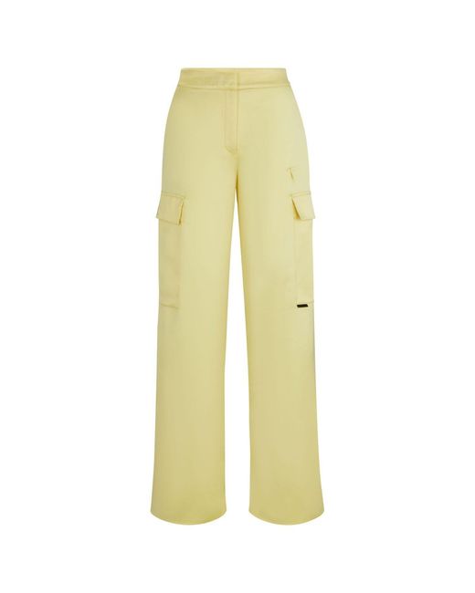 HUGO Yellow Hakila-1 Relaxed-Fit Cargo Trousers