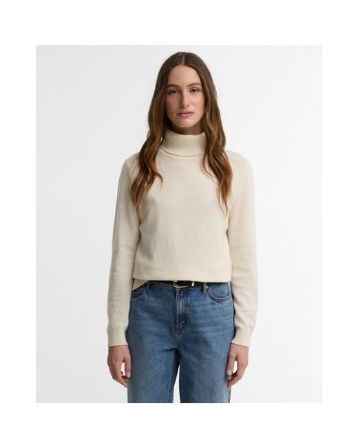 Barbour White Pendle Roll-Neck Jumper