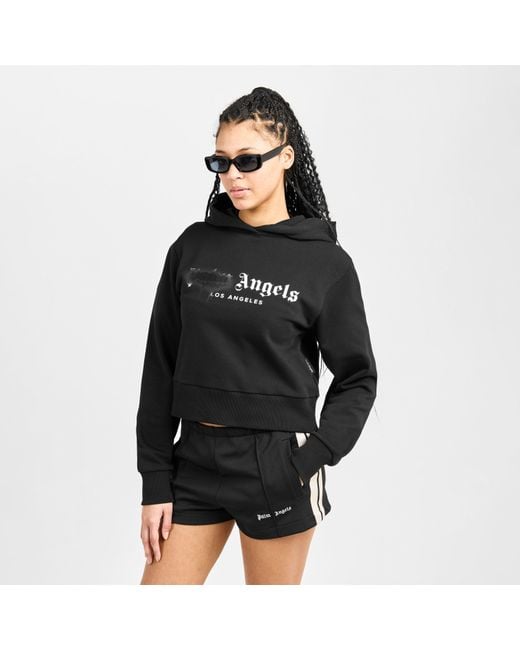 Palm Angels Black Over The Head Cropped Hoodie