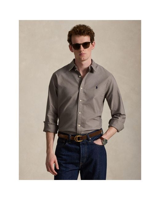 Polo Ralph Lauren Gray Slim Fit Oxford Long Sleeve Shirt for men