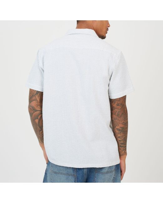 Brave Soul White Revere Collar Short Sleeve Patterned Shirt for men