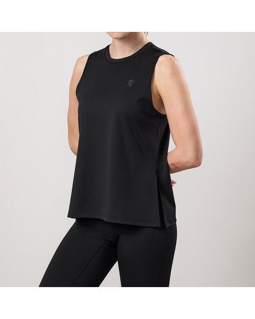 Gym King Black Victory Performance Split Hem Tank