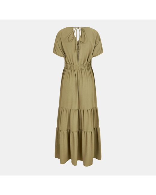 AX Paris Green Khaki Twist Front Maxi Smock Dress
