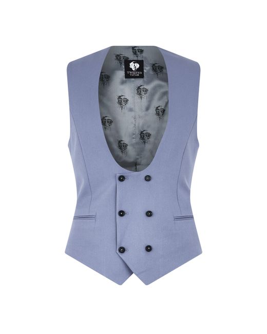 Twisted Tailor Blue Buscott Slim Fit Waistcoat for men