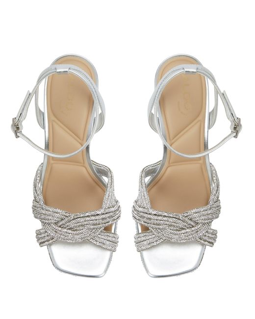 ALDO White Shimma Heeled Sandals