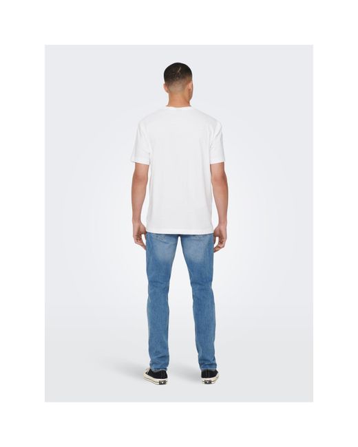Only & Sons White Max Life Regular Fit Short-Sleeve T-Shirt for men