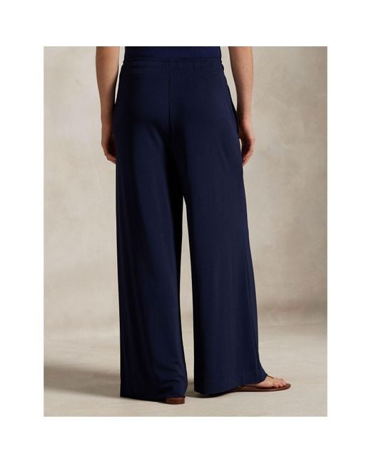 Polo Ralph Lauren Blue Stretch Jersey Wide Leg Trousers