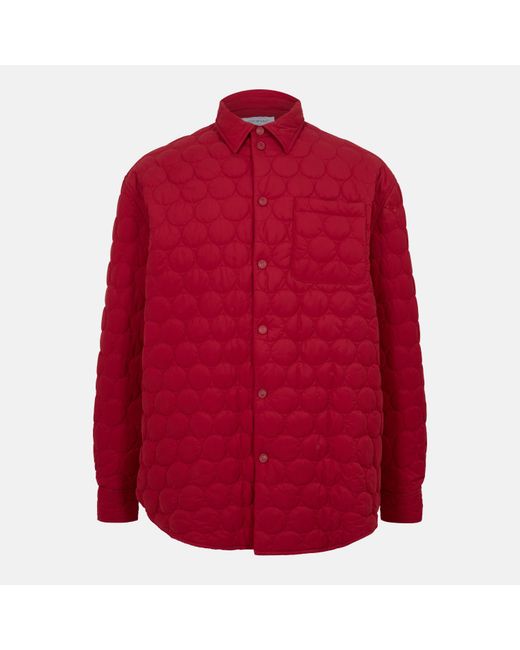 Off-White c/o Virgil Abloh Red Off Solid Patterned Quilted Overshirt for men