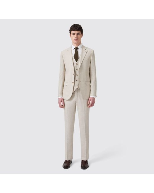 Twisted Tailor Natural Beckford Check Slim Fit Suit Jacket for men