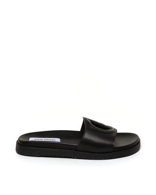 Steve Madden Black Mayke Solid Flat Sandals