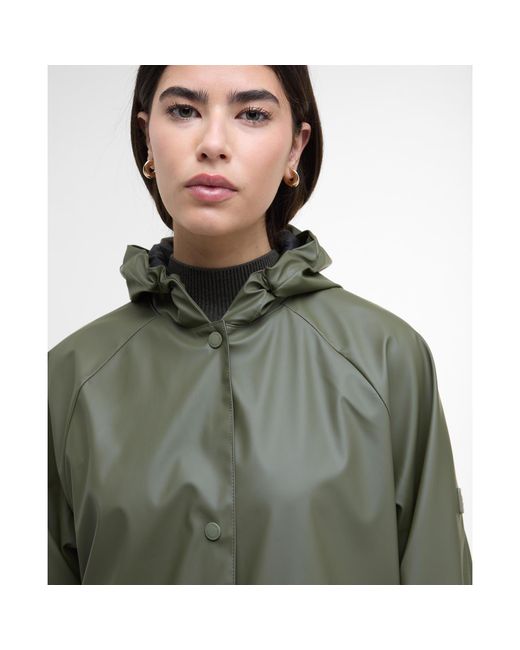 Barbour Green Recoleta Hooded Long Sleeve Knee Length Rain Anorak