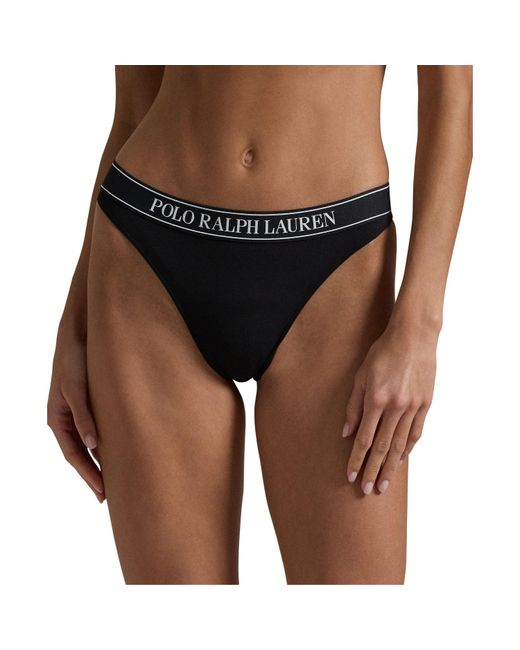 Polo Ralph Lauren Black Mid Rise Jersey Thong
