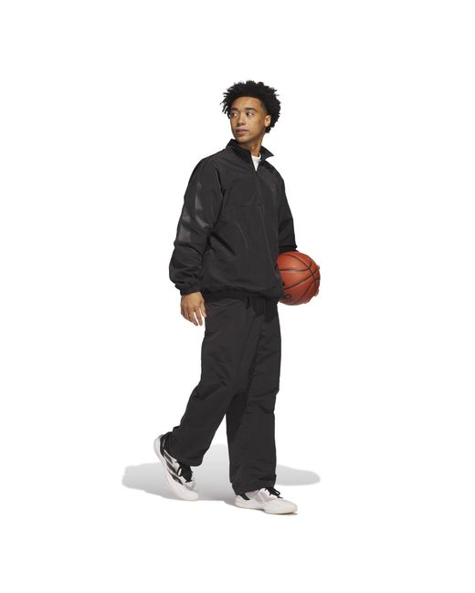 Adidas Black Basketball Half Zip Long Sleeve Windbreaker for men