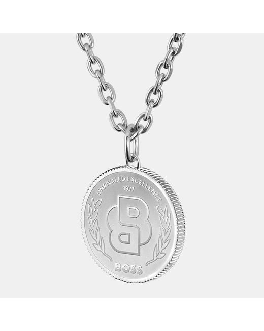 Boss Metallic Gents Double B Medallion Necklace And Bracelet for men