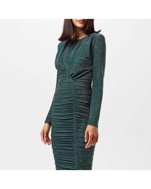 AX Paris Glitter Long Sleeve Ruched Bodycon Dress in Green | Lyst UK