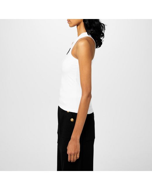 Balmain White Retro Pb Tank Top