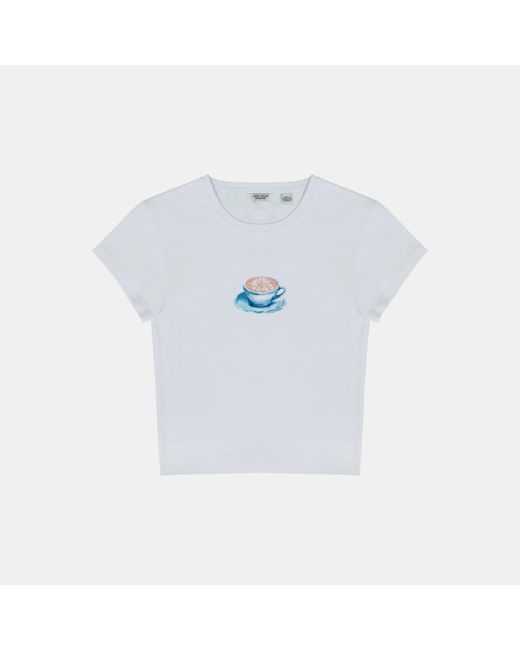 Jack Wills Blue Graphic Cotton Short Sleeve Crew Neck Print Crop Top