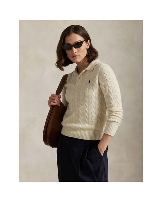 Polo Ralph Lauren Natural Cable Knitted Long Sleeve Crew Neck Jumper