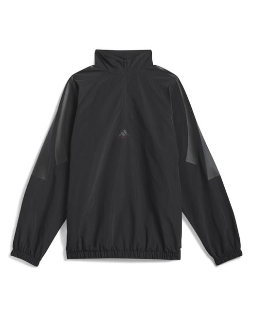 Adidas Black Basketball Half Zip Long Sleeve Windbreaker for men